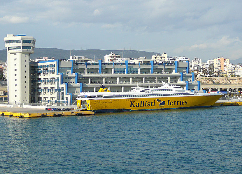 Greek ferries, boats and catamarans. Corsica Express. Pireus. Athens.