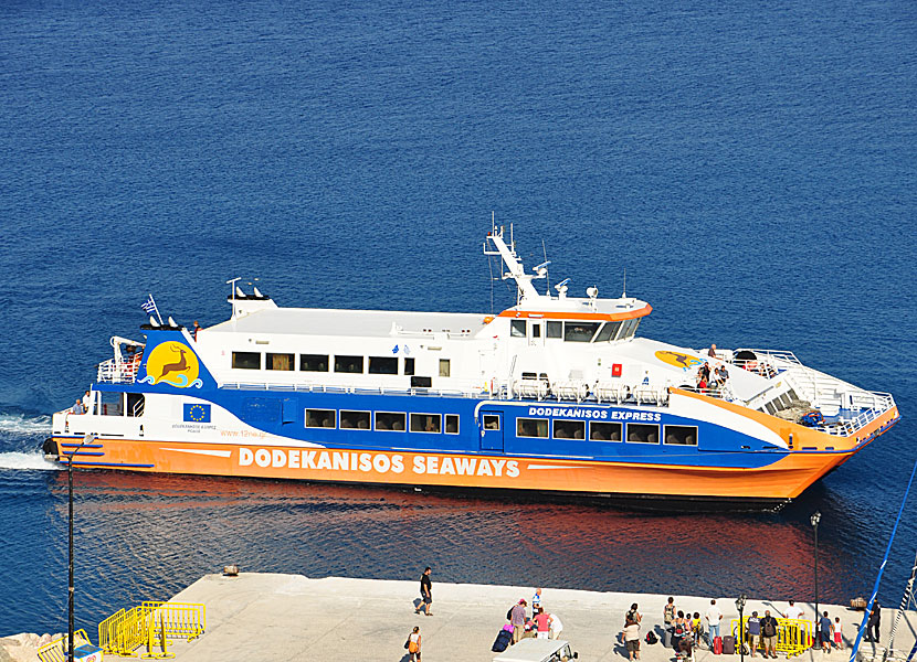 Greek ferries, boats and catamarans. Dodekanisos Express. Livadia. Tilos.