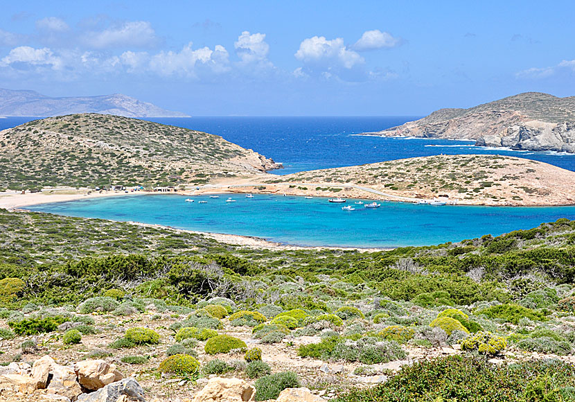 Kalotaritissa beach på södra Amorgos i Grekland.