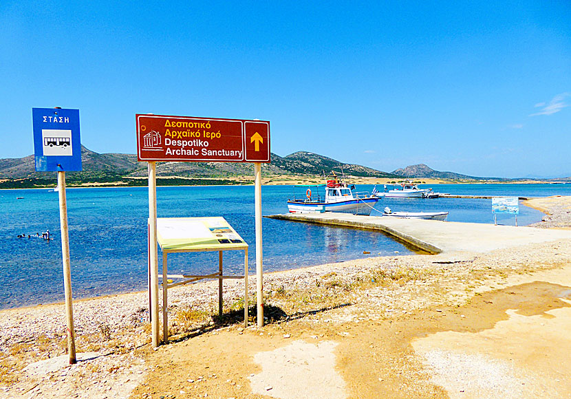 Båt till Despotiko från Agios Georgios på södra Antiparos.