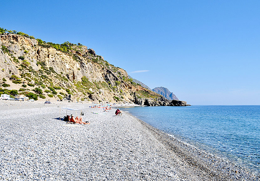 Nudist beach i Sougia på sydvästra Kreta.