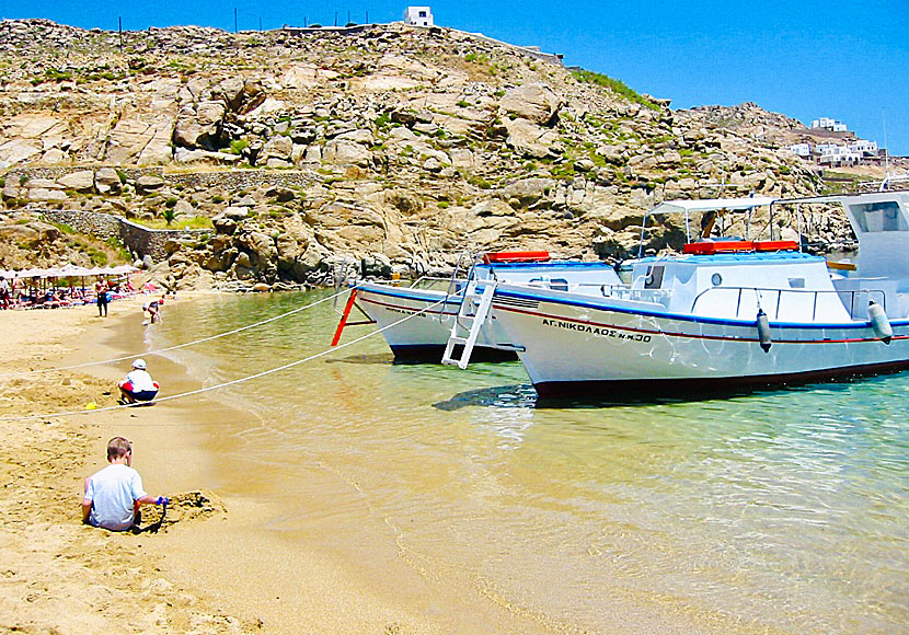 Badbåt till Super Paradise beach på Mykonos.