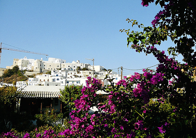 Utsikt från balkongen på rum nummer 6 på Pension Sofi i Naxos stad på Naxos