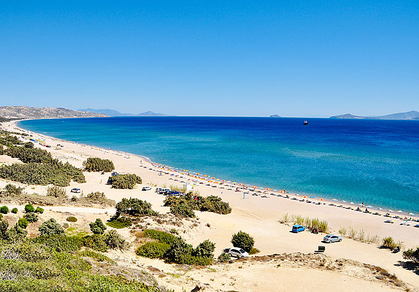 De fantastiska sandstränderna Polemi, Sunny, Markos och Langades på östra Kos i Grekland.