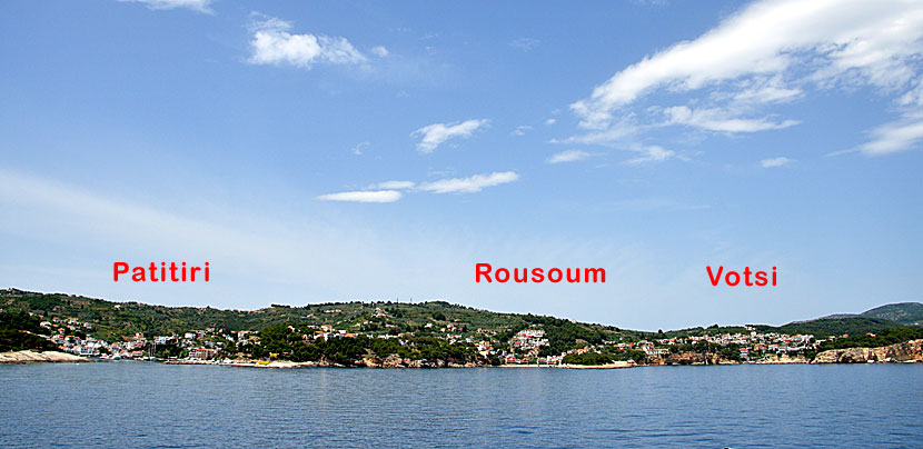 Patitiri, Rousoum och Votsi på Alonissos.
