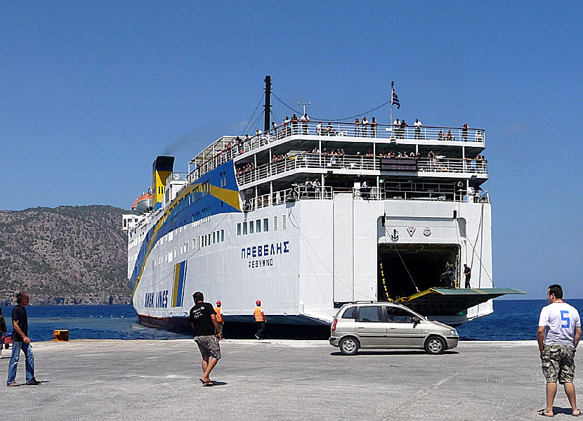 Greek ferries, boats and catamarans. Prevelis. Pigadia. Karpathos.