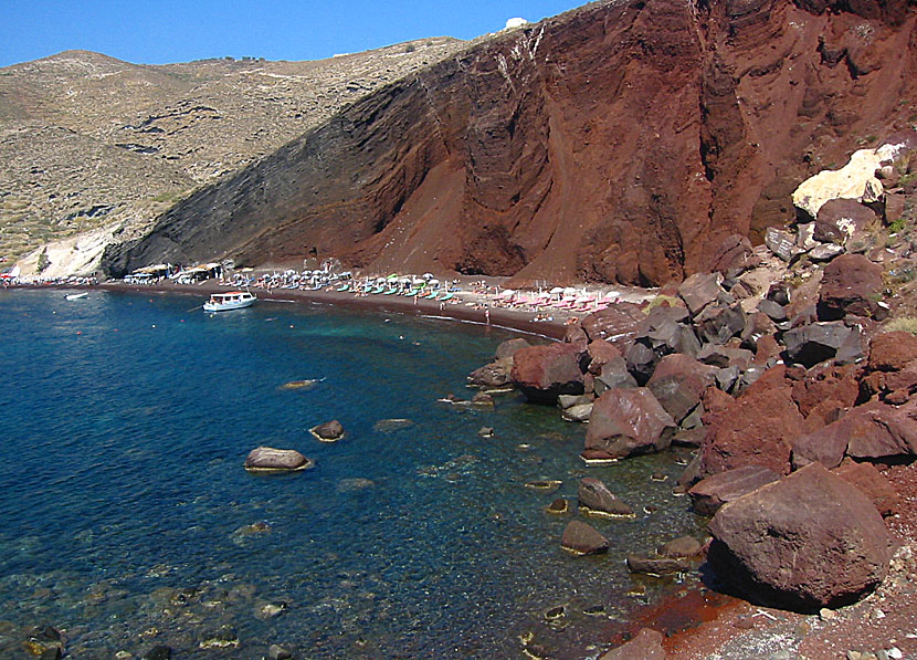 Santorinis bästa stränder. Red beach beach.