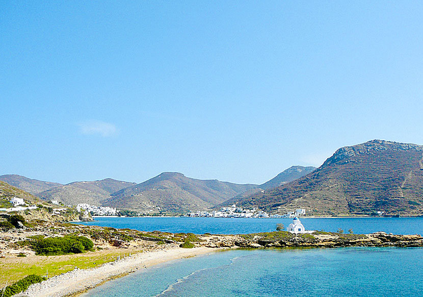 Amorgos bästa stränder. Agios Panteleimonas beach.
