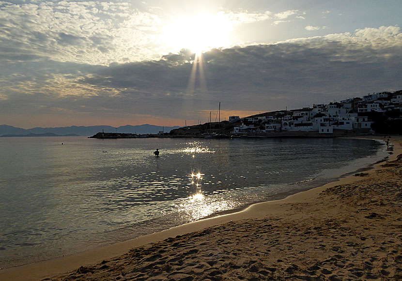 Solnedgången i Stavros på Donoussa i Grekland.