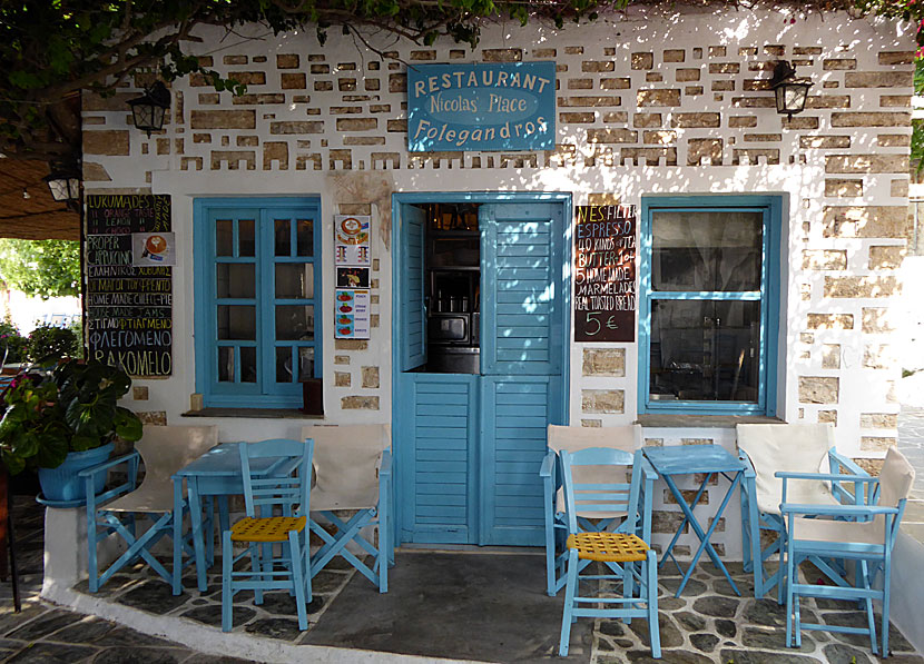 Restaurant Nicolas Place i Chora på Folegandros.