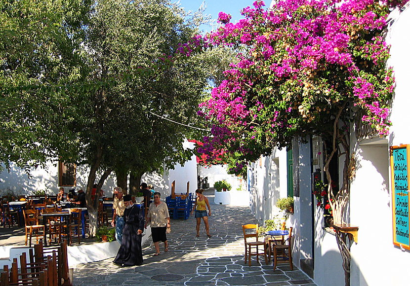 Tavernor och restauranger i Kastro och Chora på Folegandros i Kykladerna.   