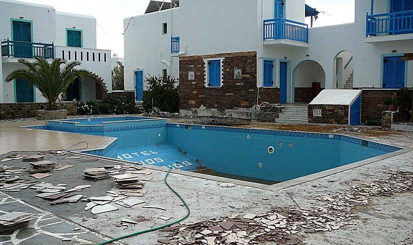 Agios Prokopios Hotel på Naxos under vintern.