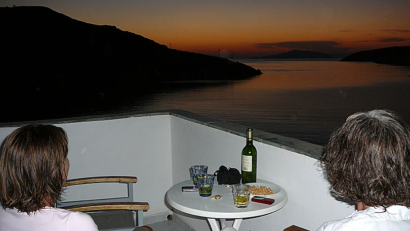 Solnedgång från Eleni Rooms i Katapola på Amorgos.