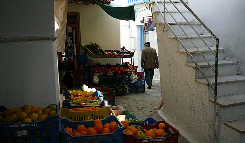 Fruktmarknaden i Naxos gamla stad.