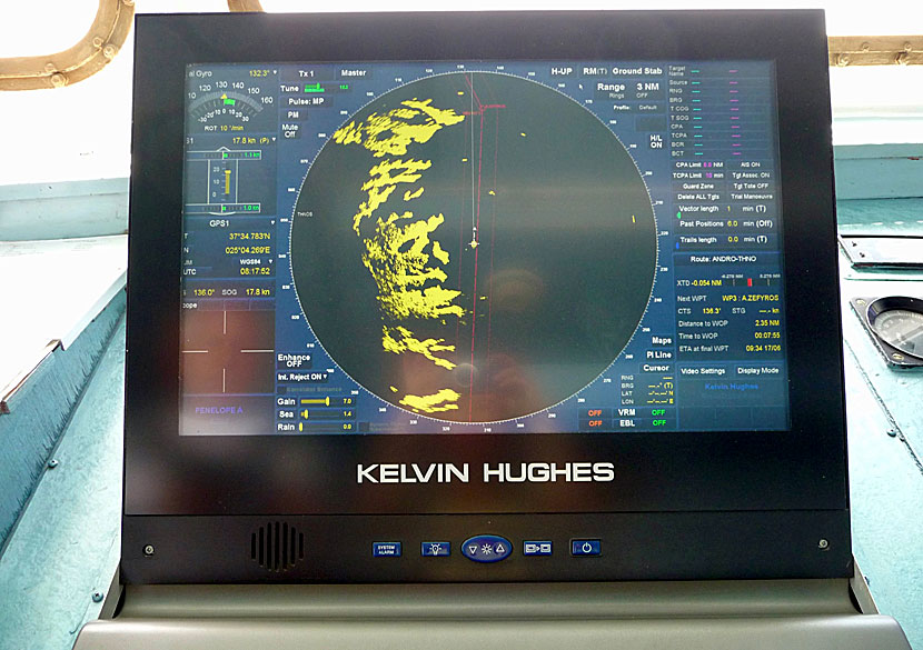 Radar och ekolod på grekiska färjor. 