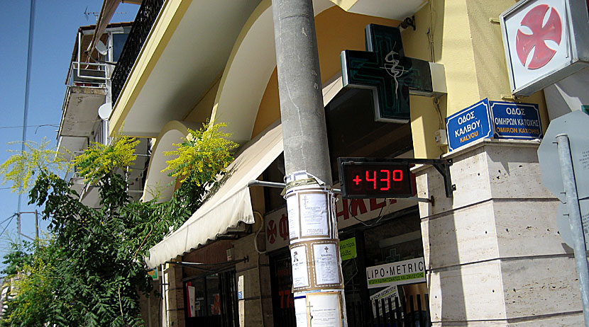 Värmebölja i Grekland. 43 grader varmt på Zakynthos.