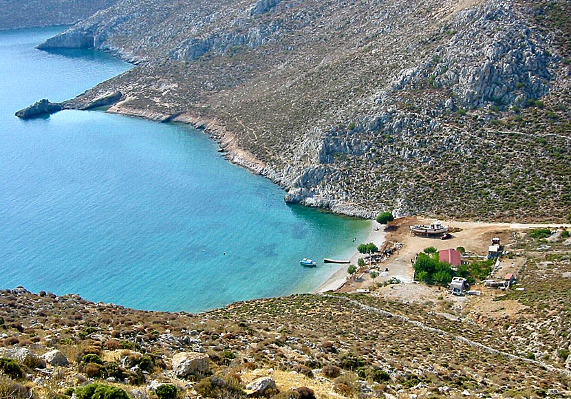 Akti beach på Kalymnos i Grekland.