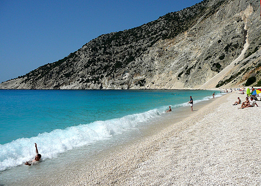 Myrtos beach på Kefalonia.