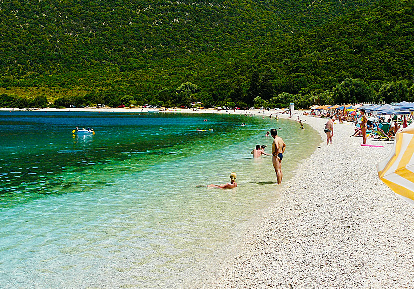 Antisamos beach på Kefalonia i Joniska övärlden. 