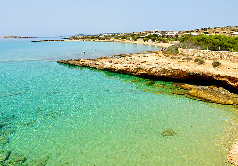 Fanos beach sett från Kalimera beach nära Chora på Koufonissi.