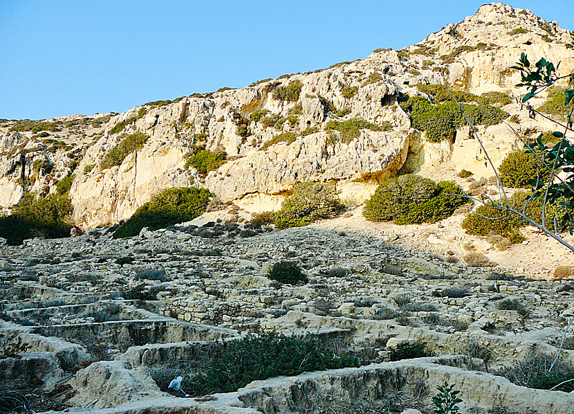 Arkeologiska utgrävningar i Matala på Kreta i Grekland.