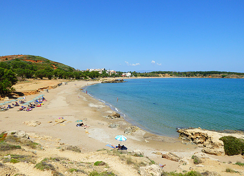 Chrissi Akti beach väster om Chania på Kreta.