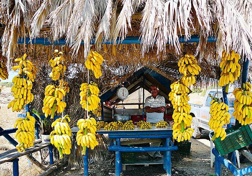 Bananförsäljning i korsningen mellan Vai och Itanos på Kreta.