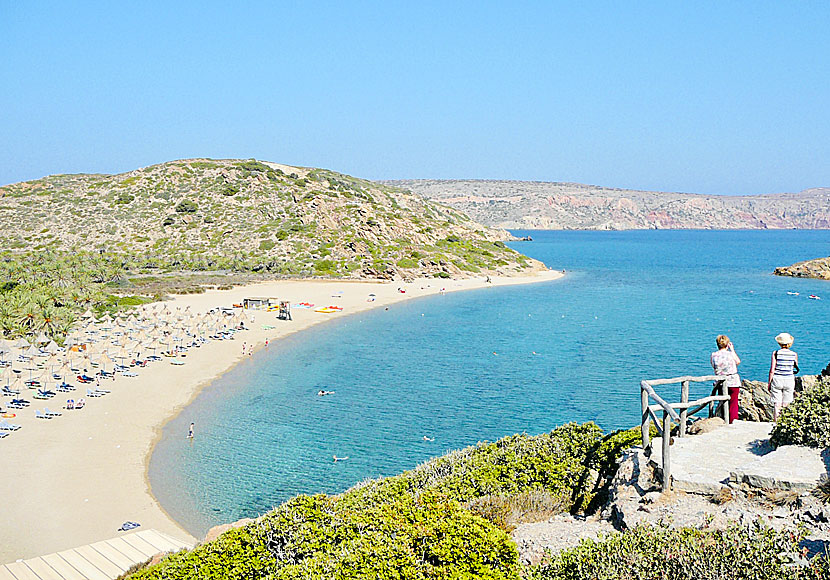 Palmstranden Vai på östra Kreta i Grekland. Bounty beach.