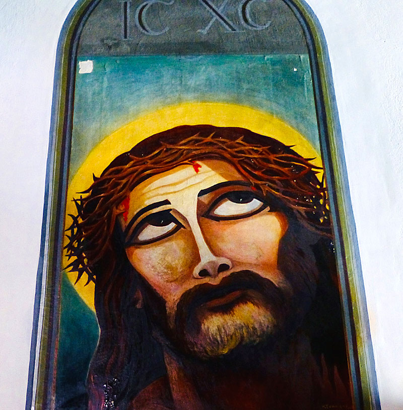 Den fantastiska målningen av Jesus Kristus i Agia Kioura church på Leros.