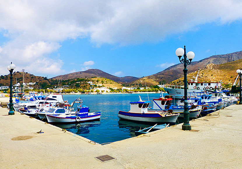 Från hamnen i Xerokampos går det båtar till Myrties på Kalymnos.