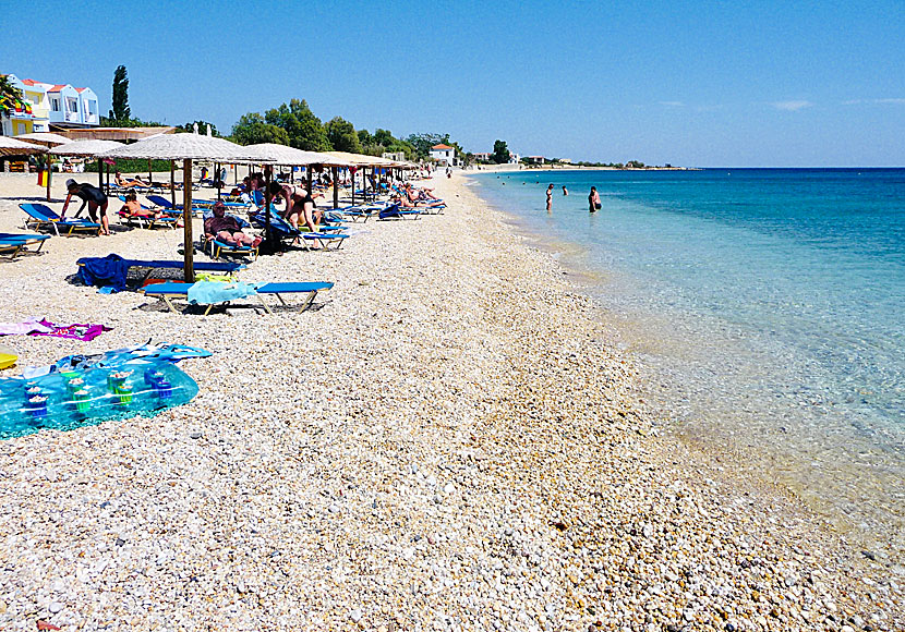 Agios Isidoros beach på Lesbos i Grekland.