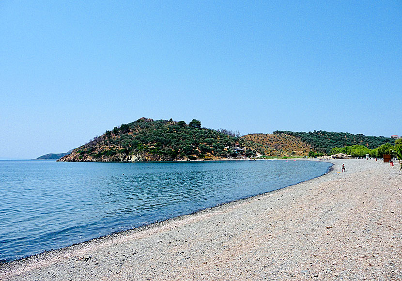 Caramida (Haramida) beach ligger söder om Mytilini på Lesbos.