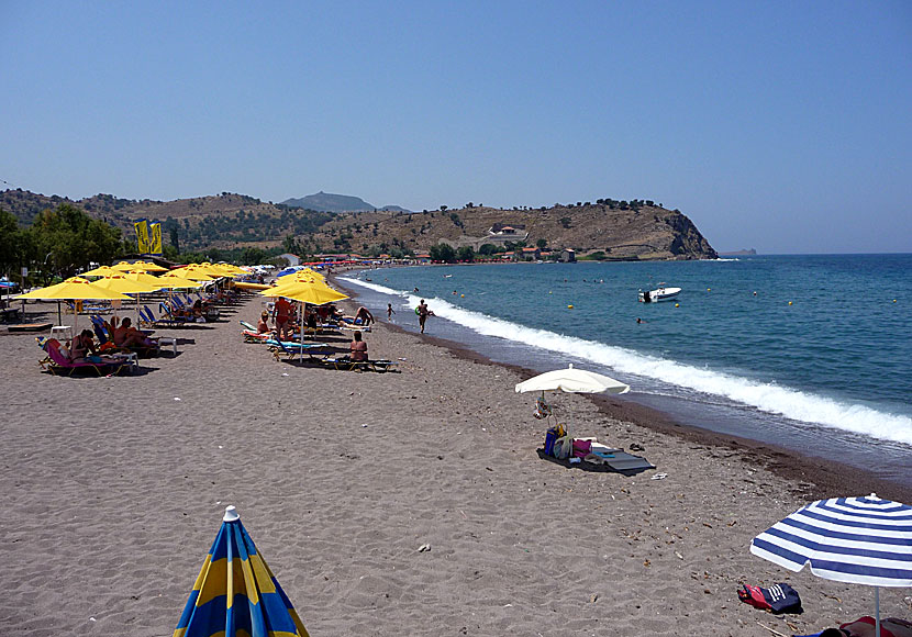 Stranden i Anaxos på Lesbos.