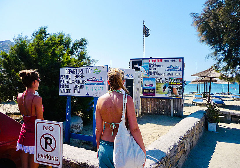 På Mykonos kan du åka badbåt till alla fina sandstränder. 