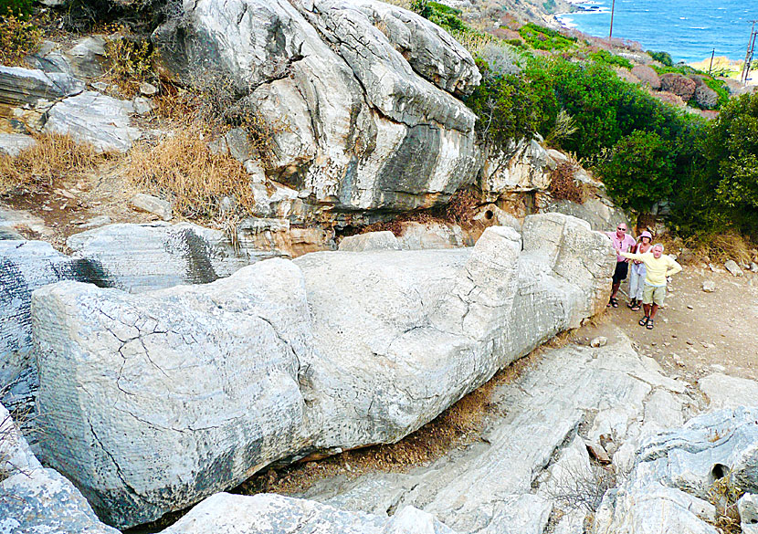 Kouros staty Apollonas på Naxos i Grekland.