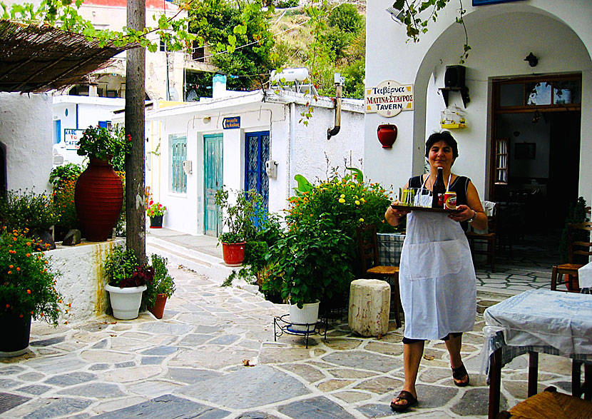 Restauranger och tavernor i byn Koronos på Naxos.