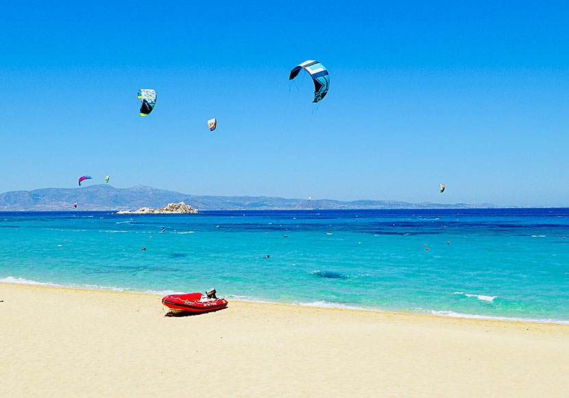 Mikri Vigla  på Naxos i Grekland är ett kite- och vindsurfarparadis. 