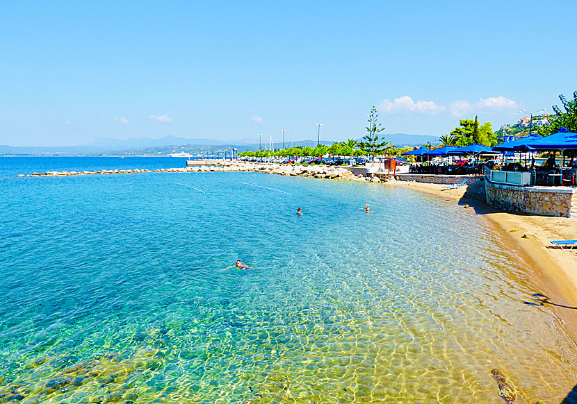 Pylos beach på Peloponnesos.