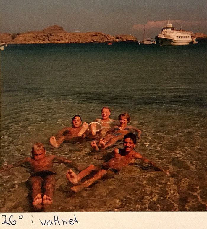 26 grader i vattnet på Rhodos 1979.  