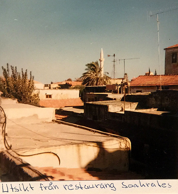 Restaurant Sokrates i Rhodos gamla stad i september 1979. 