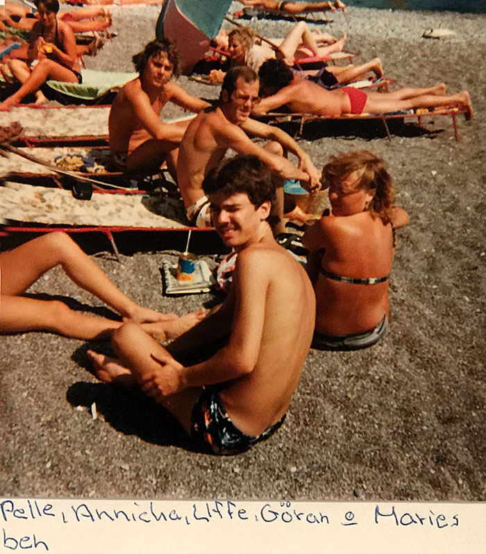 Solstolar på Eli beach i Rhodos stad 1979. 