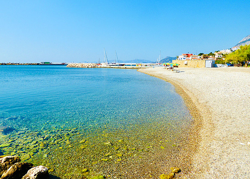 Ormos beach nära Votsalakia på Samos i Grekland. 