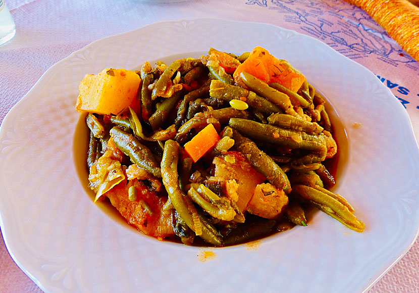 Fasolakia a lá Taverna Akrogiali i Balos på Samos i Grekland.