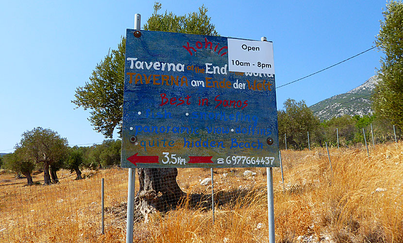 Vägen till Taverna at the end of the world börjar i Limnionas på Samos. 