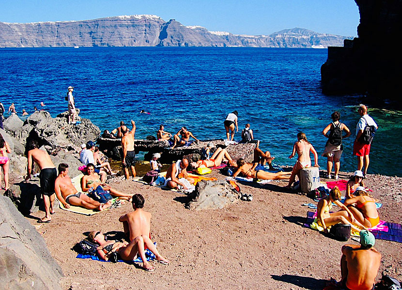 Stranden i Amoudia under Oia på Santorini.