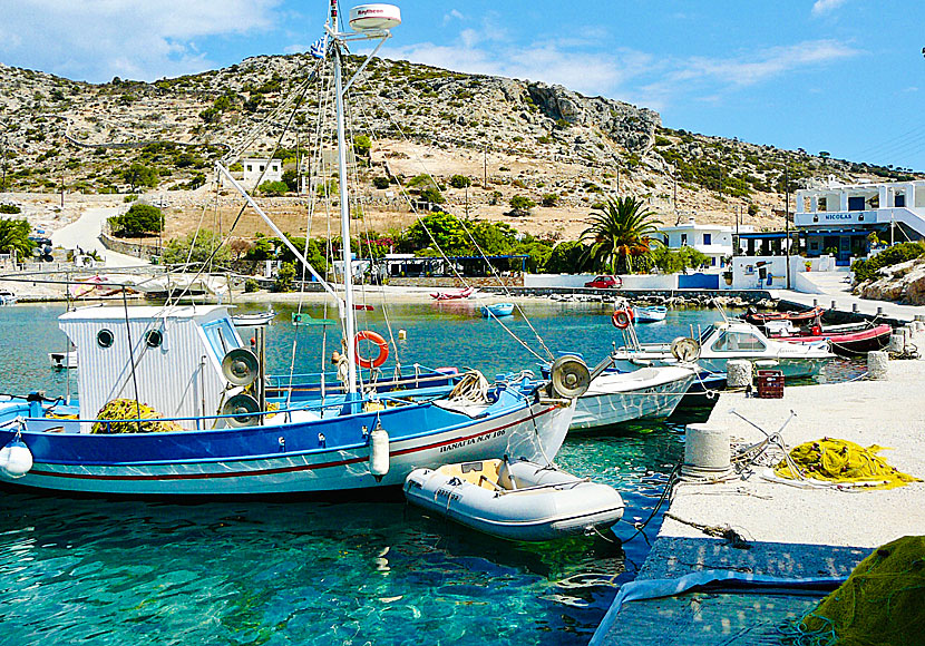 Hamnen på Schinoussa i Grekland.