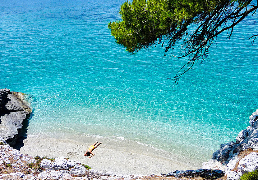 Hidden beach nära Kastani på Skopelos.