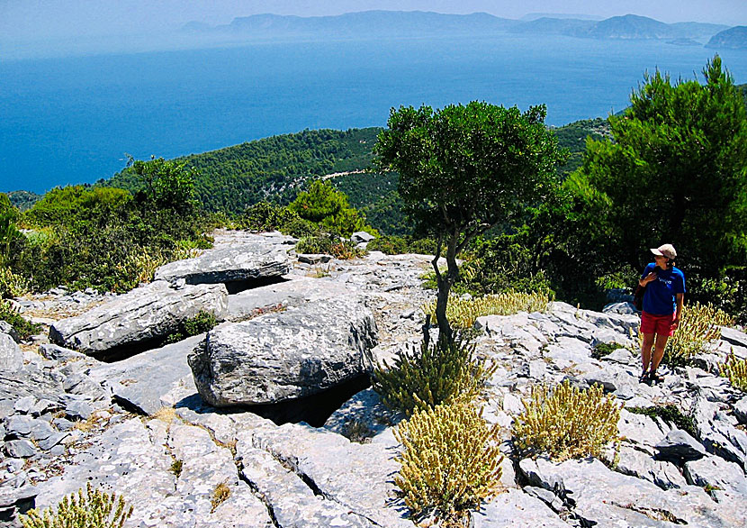 Sendoukia på Skopelos ligger på öns näst högsta berg Mount Delphi.