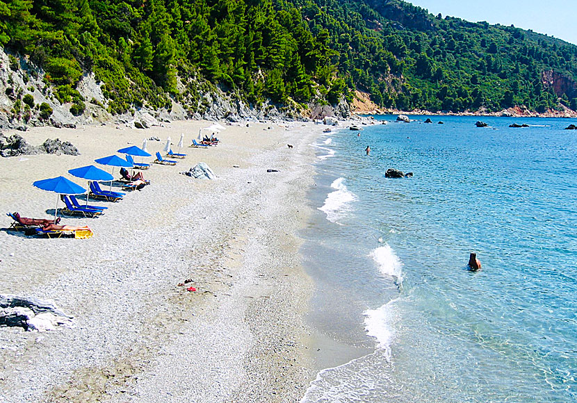 Nudistdelen av Velanio beach på Skopelos.