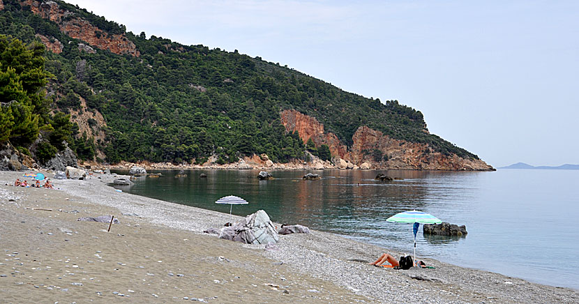 Nudiststranden Velanio beach på Skopelos.